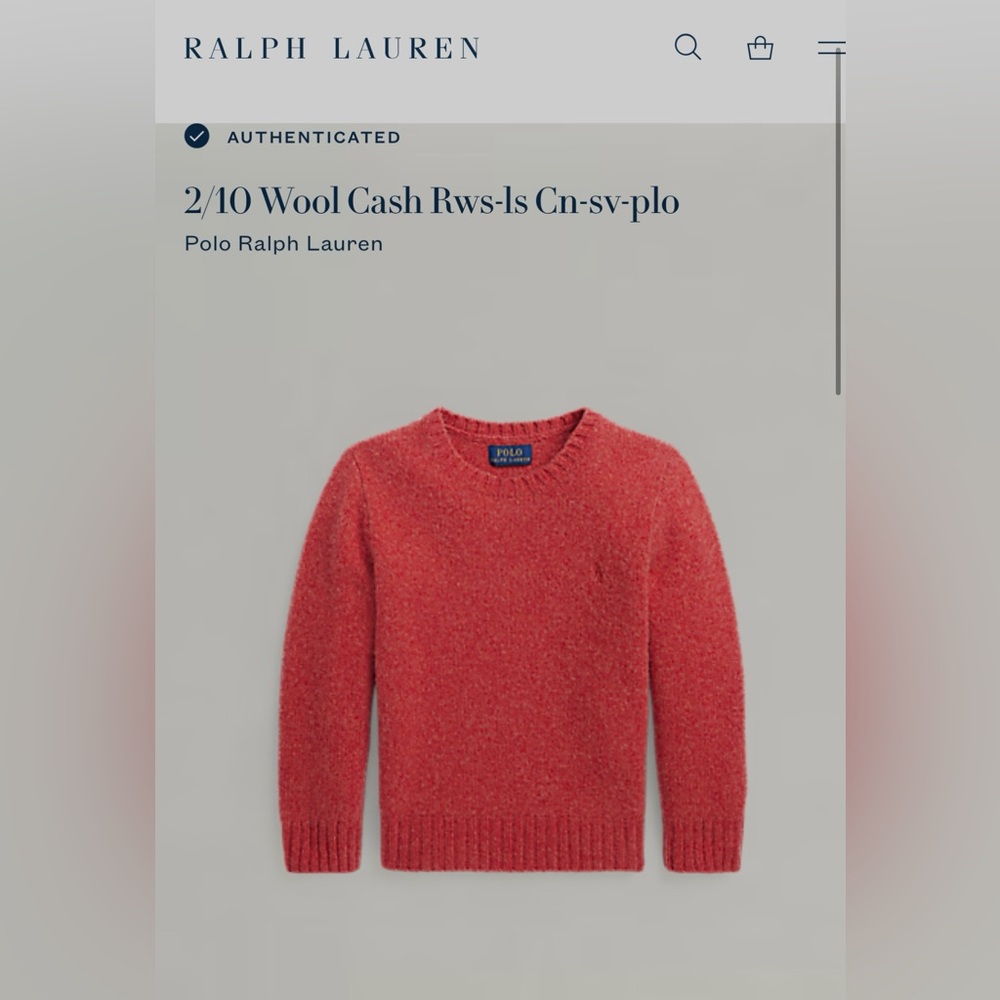 Polo Ralph Lauren Kids Red Wool Sweater